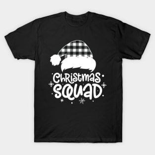 Christmas Squad Buffalo Plaid Santa Hat Family Matching Pajama T-Shirt